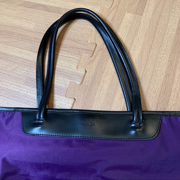 Vintage French nylon and leather reversible tote - Picture 3 of 17